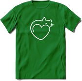 Sleepy Cat - Katten T-Shirt Kleding Cadeau | Dames - Heren - Unisex | Kat / Dieren shirt | Grappig Verjaardag kado | Tshirt Met Print | - Donker Groen - L