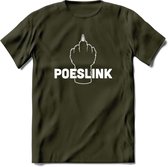 Poeslink! - Katten T-Shirt Kleding Cadeau | Dames - Heren - Unisex | Kat / Dieren shirt | Grappig Verjaardag kado | Tshirt Met Print | - Leger Groen - XXL