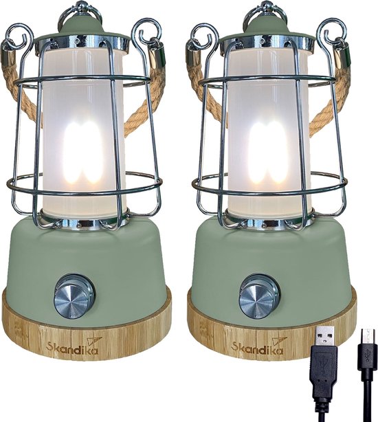 Skandika Kiruna LED-Lamp – Set van 2 - Buiten Lantaarn – Lamp – Tent lamp  -... | bol.com