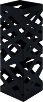 Paraplubak - Zwart metalen parapluhouder - Uitneembare lekbak - Paraplustandaard - 16 x 16 x 48 cm