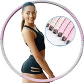 Fitualine - Fitness Hoelahoep van RVS - Weighted Hula Hoops - Roze/Wit