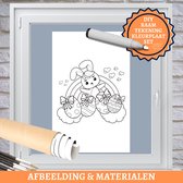 Art4Window Raamtekening Kleurplaat Set | "Rainbow Bunny" | Raamdecoratie Pasen | hxb 165x106cm | Creatief Schilderen | Decoratie Pasen | Raamschildering Raamstickers Raamverf