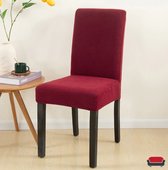 BankhoesDiscounter® Knitted Stoelhoes - Maat M - Bordeaux Rood - Hoes voor uw eetkamer stoelen