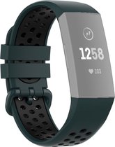Mobigear Active Siliconen Bandje voor Fitbit Charge 3 - Zwart / Groen