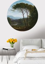 Behangcirkel Italiaans landschap pijnbomen | ⌀ 140 cm | Wandecoratie | Wandcirkel