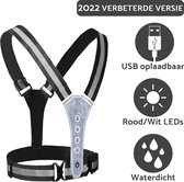 hustle® – hustle sports – Hardloop verlichting – Hardloopvest met verlichting – USB Oplaadbaar – Wit/Rood licht – Waterdicht – Reflecterend – Kleur: zwart – Maat: one size