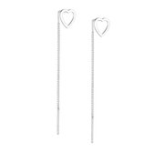 EAR IT UP - Doortrekoorbellen - Hart - Open - Heart - Threader - 925 sterling zilver - 57 x 8 mm - 1 paar