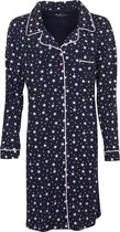 Tenderness Dames Nachthemd - Doorknoop - 100% Katoen - Donker Blauw - Maat XL
