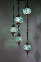 Turkse lamp Oosterse mozaïek lamp turquoise 5 bollen
