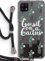 Case Company® - Samsung Galaxy A22 5G hoesje met Koord - Cactus quote - Telefoonhoesje met Zwart Koord - Bescherming aan alle Kanten en Over de Schermrand