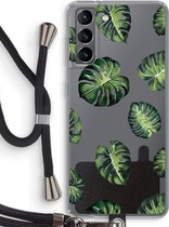 Case Company® - Samsung Galaxy S21 hoesje met Koord - Tropische bladeren - Telefoonhoesje met Zwart Koord - Bescherming aan alle Kanten en Over de Schermrand