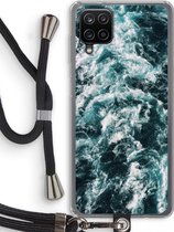 Case Company® - Samsung Galaxy A12 hoesje met Koord - Zee golf - Telefoonhoesje met Zwart Koord - Bescherming aan alle Kanten en Over de Schermrand