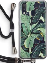 Case Company® - Samsung Galaxy A40 hoesje met Koord - Bananenbladeren - Telefoonhoesje met Zwart Koord - Bescherming aan alle Kanten en Over de Schermrand