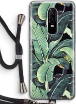 Case Company® - OnePlus 6 hoesje met Koord - Bananenbladeren - Telefoonhoesje met Zwart Koord - Bescherming aan alle Kanten en Over de Schermrand