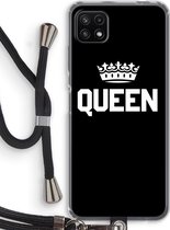 Case Company® - Samsung Galaxy A22 5G hoesje met Koord - Queen zwart - Telefoonhoesje met Zwart Koord - Bescherming aan alle Kanten en Over de Schermrand