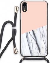 Case Company® - iPhone XR hoesje met Koord - A touch of peach - Telefoonhoesje met Zwart Koord - Extra Bescherming aan alle Kanten en Over de Schermrand