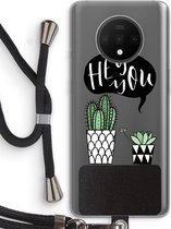 Case Company® - OnePlus 7T hoesje met Koord - Hey you cactus - Telefoonhoesje met Zwart Koord - Bescherming aan alle Kanten en Over de Schermrand