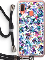 Case Company® - Samsung Galaxy A20e hoesje met Koord - Hibiscus Flowers - Telefoonhoesje met Zwart Koord - Bescherming aan alle Kanten en Over de Schermrand