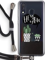 Case Company® - Samsung Galaxy A40 hoesje met Koord - Hey you cactus - Telefoonhoesje met Zwart Koord - Bescherming aan alle Kanten en Over de Schermrand