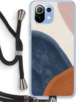 Case Company® - Xiaomi Mi 11 Lite hoesje met Koord - Geo #1 - Telefoonhoesje met Zwart Koord - Bescherming aan alle Kanten en Over de Schermrand