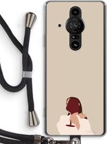 Case Company® - Sony Xperia Pro-I hoesje met Koord - I drink wine - Telefoonhoesje met Zwart Koord - Bescherming aan alle Kanten en Over de Schermrand