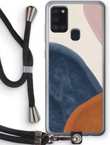 Case Company® - Samsung Galaxy A21s hoesje met Koord - Geo #1 - Telefoonhoesje met Zwart Koord - Bescherming aan alle Kanten en Over de Schermrand