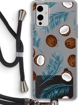 Case Company® - OnePlus 9 hoesje met Koord - Kokosnoot - Telefoonhoesje met Zwart Koord - Bescherming aan alle Kanten en Over de Schermrand