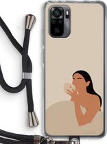 Case Company® - Xiaomi Redmi Note 10 Pro hoesje met Koord - Fresh coffee - Telefoonhoesje met Zwart Koord - Bescherming aan alle Kanten en Over de Schermrand