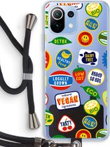 Case Company® - Xiaomi Mi 11 Lite hoesje met Koord - Fruitsticker - Telefoonhoesje met Zwart Koord - Bescherming aan alle Kanten en Over de Schermrand