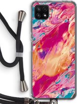 Case Company® - Samsung Galaxy A22 5G hoesje met Koord - Pastel Echoes - Telefoonhoesje met Zwart Koord - Bescherming aan alle Kanten en Over de Schermrand