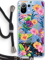 Case Company® - Xiaomi Mi 11 Lite hoesje met Koord - Tropisch 2 - Telefoonhoesje met Zwart Koord - Bescherming aan alle Kanten en Over de Schermrand