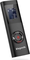 LifeGoods Laser Afstandsmeter - USB Oplaadbaar incl. Kabel - 40 Meter Bereik - 2mm Nauwkeurig - Digitaal Meetapparaat voor Lengte (m) / Oppervlakte (m2) / Volume (m3) - Binnen en Buiten - Stof- en Spatwaterdicht - Zwart