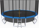 Trampoline 490 cm - met net en ladder - blauw - tot 150 kg