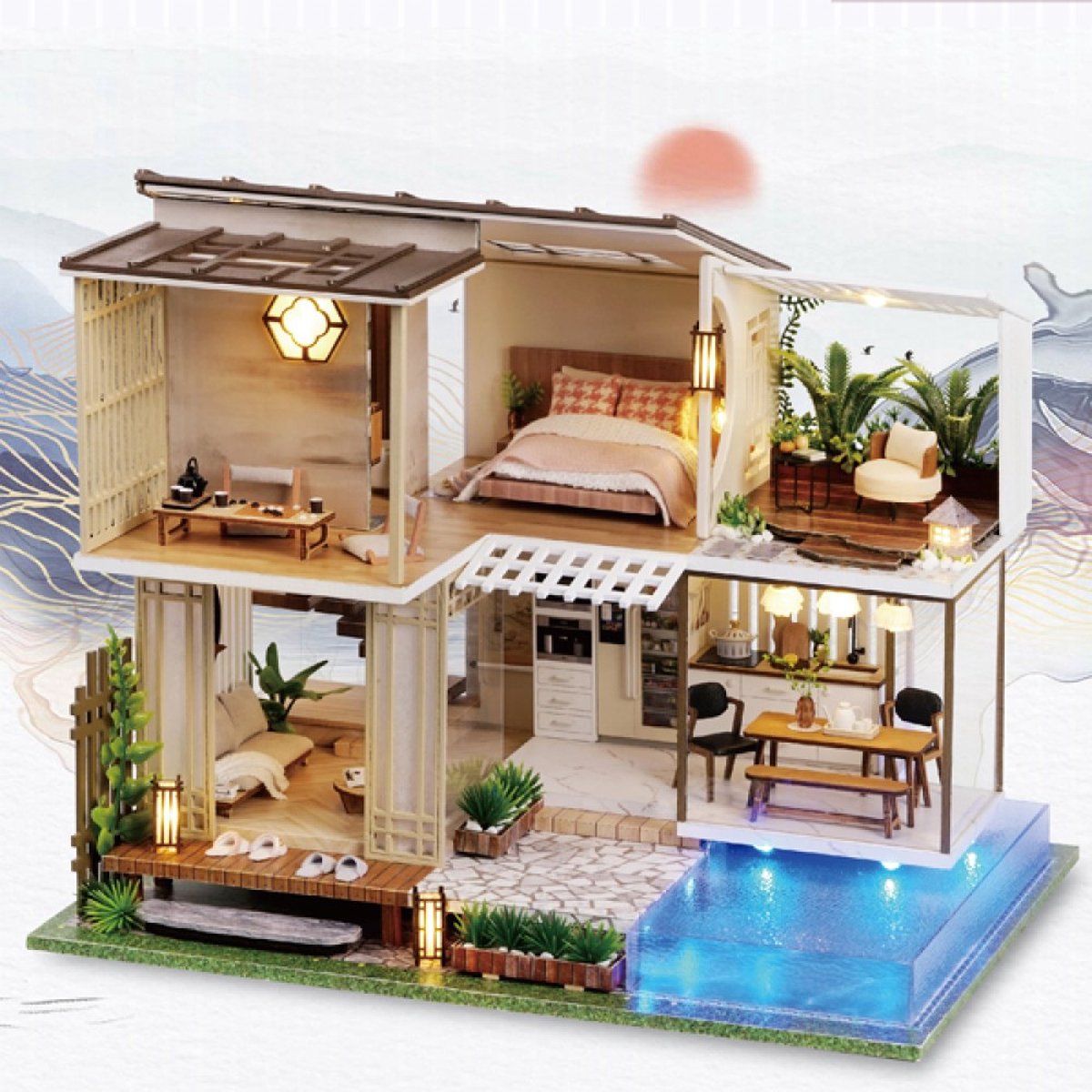 Maison de poupée miniature bricolage avec accessoires Mini modèle de maison