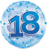folieballon Clear 18 jaar 61 cm blauw