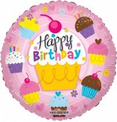 folieballon Verjaardags cupcake 45,5 cm