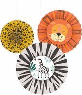 decoratiewaaiers jungle papier oranje/geel/zwart 3 stuks