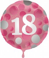 folieballon stippen 18 jaar 45 cm roze