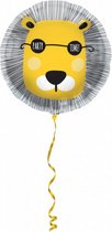 folieballon Party Time! leeuw junior geel/zwart 45 cm