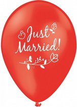 ballonnen Just Married! 30 cm latex rood 25 stuks