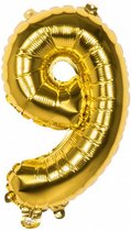 cijferballon 9 folie 66 cm goud
