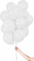 ballonnen met lint 23 cm latex wit 30 stuks