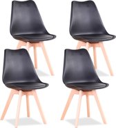 PrettyGoods® Eetkamerstoelen - Dineerstoelen - Woonkamer Stoelen - Zwart - Set van 4