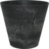 Plantenpot/bloempot tijdloze natuursteen look Dia 37 cm en Hoogte 34 cm in het Artstone zwart voor binnen/buiten