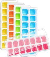 Siliconen ijsblokjes vorm met deksel, 4 stuks! Herbruikbaar & Zeer gebruiksvriendelijk  ( BPA vrij)