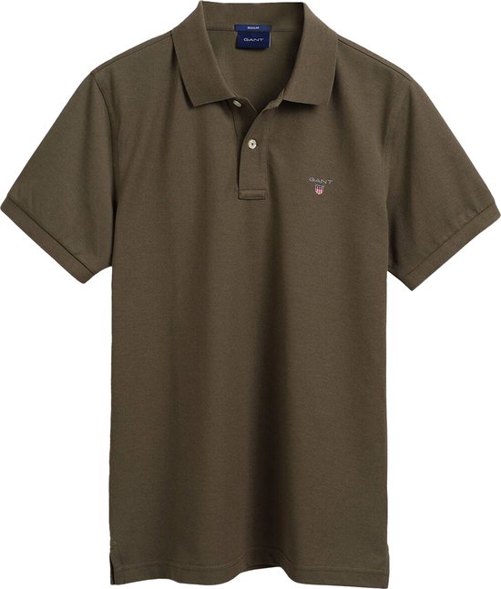 Gant - Polo Basic Donkergroen - Regular-fit - Heren Poloshirt Maat XL