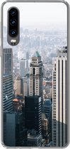 Geschikt voor Huawei P30 hoesje - New York - Skyline - Mist - Siliconen Telefoonhoesje