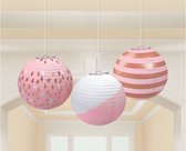 lampionnen roze 24 cm 3 stuks