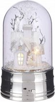 Kerststolp huis 8 led 28,5 x 16 cm glas wit