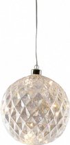 kerstbal verlicht led 15 cm glas parelmoer